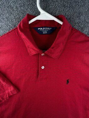 Polo Golf Ralph Lauren Short Sleeve Short Polo Medium Striped Red Black Pro Fit